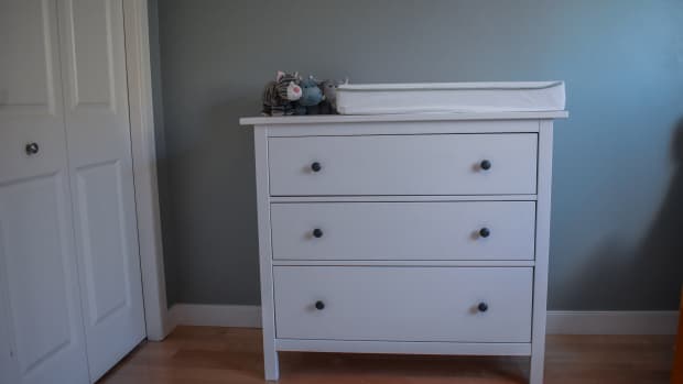 Dresser and change pad in infant room
