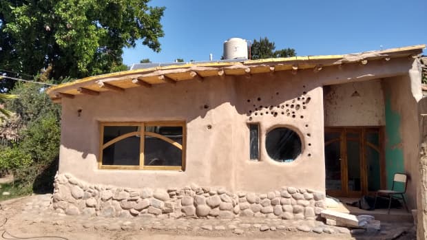 Cob house exterior. Sustainable building