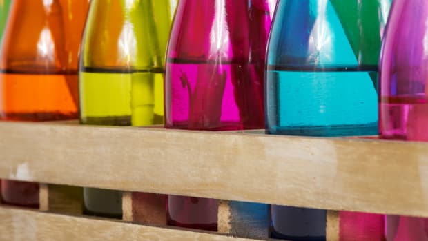 Different colorful vases with shallow depth of field