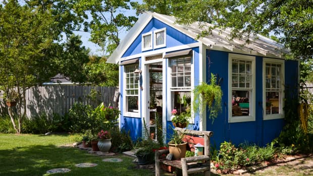 blue greenhouse