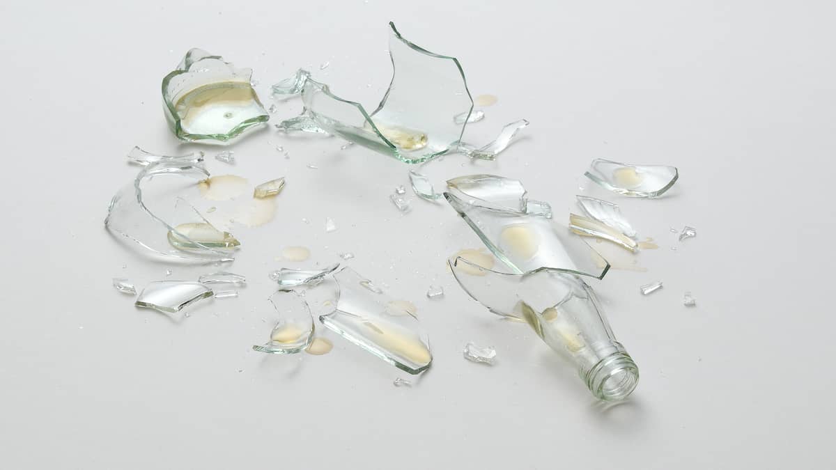shattered glass bottle