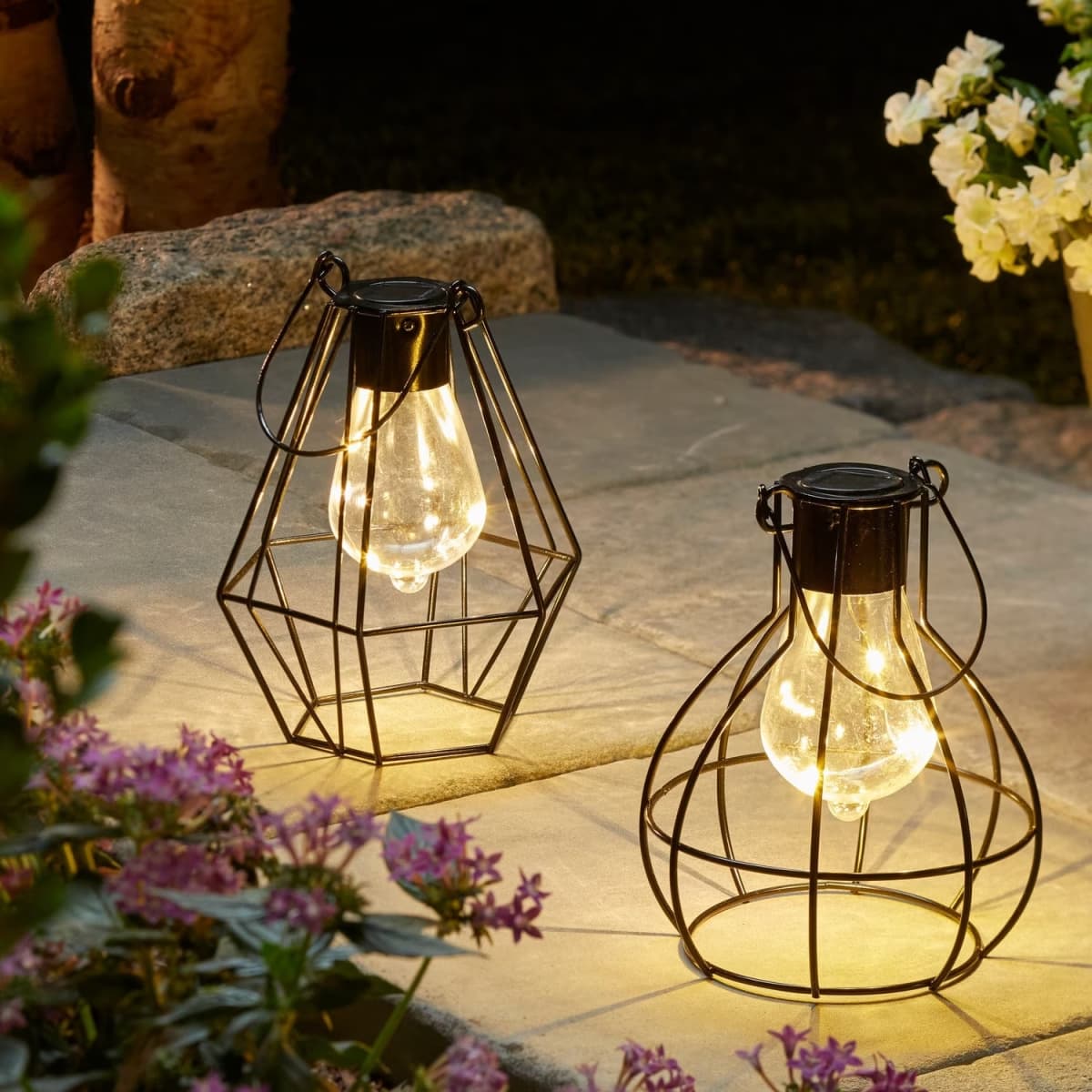 Woman Creates the Coolest Backyard Lighting With Dollar Tree Solar