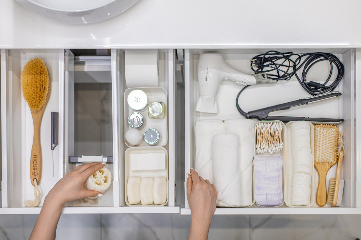 Woman Uses Container Store Shoe Box as Perfect Bathroom Storage but