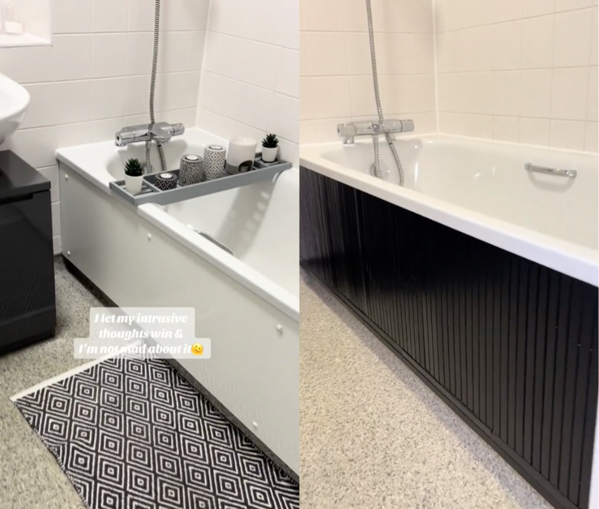 DIYer Used IKEA Rodeby Armrest Trays to Panel Her Bathtub Siding But We