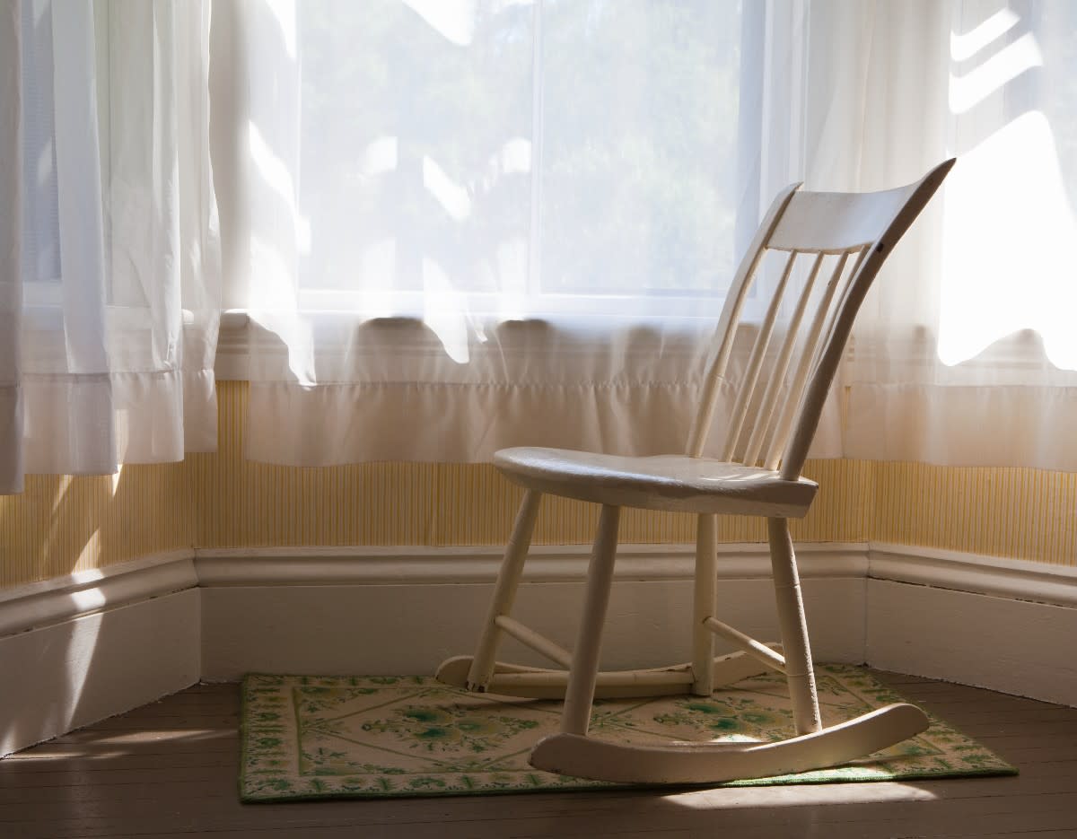 Red white and blue rocking chair