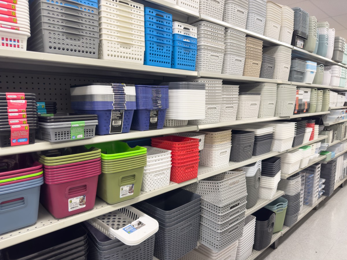 Woman Transforms Dollar Tree Plastic Tubs into Modern Side