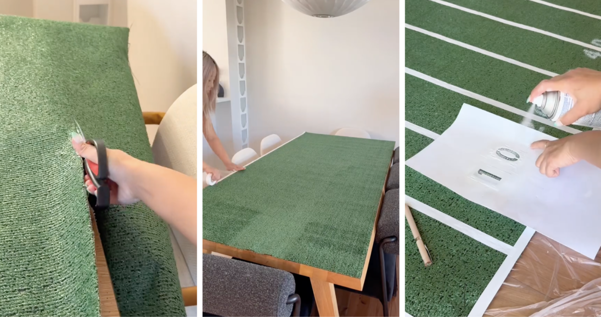 DIYer Made a Football Field Table That's Perfect for Game Day