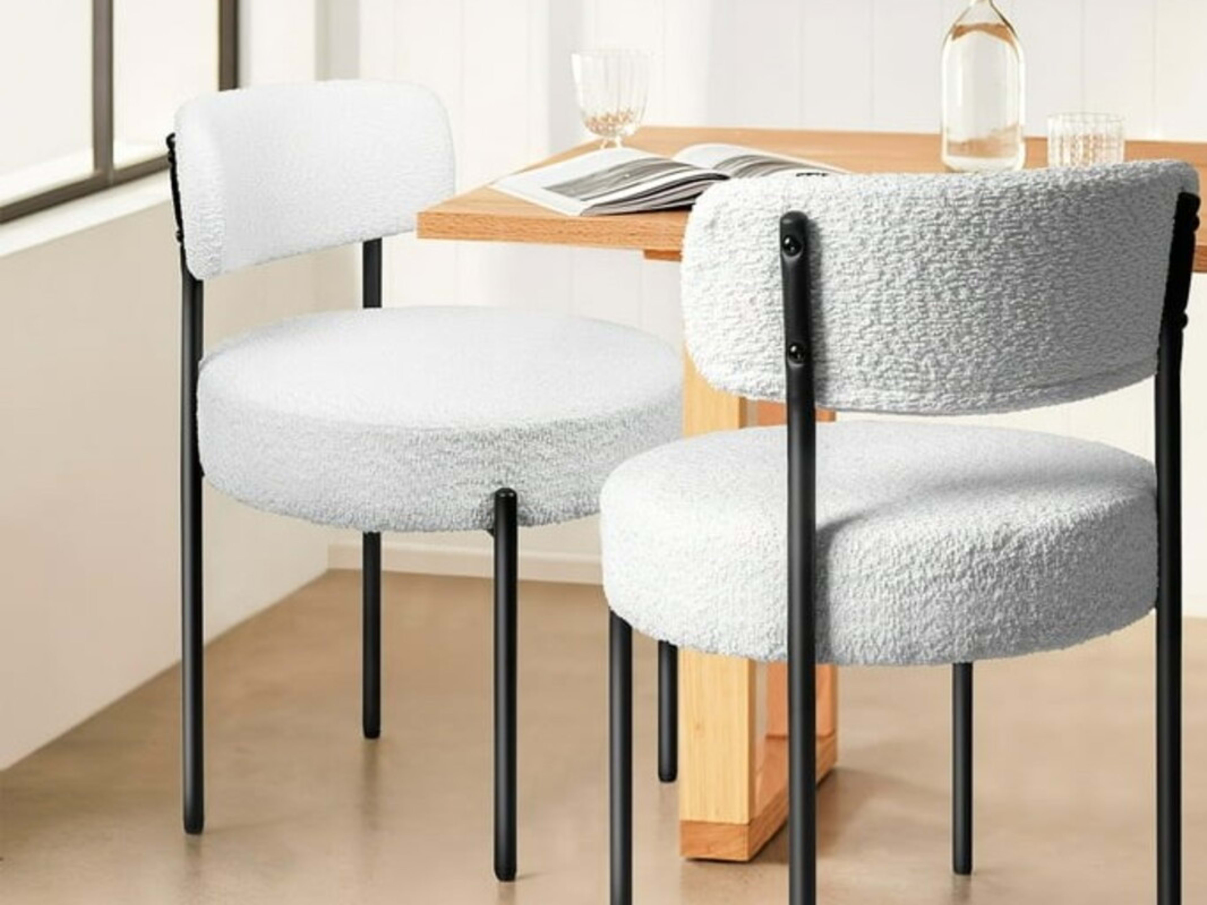 Walmart's New Modern Boucle Dining Chairs Are a Knock-Out CB2 Dupe ...