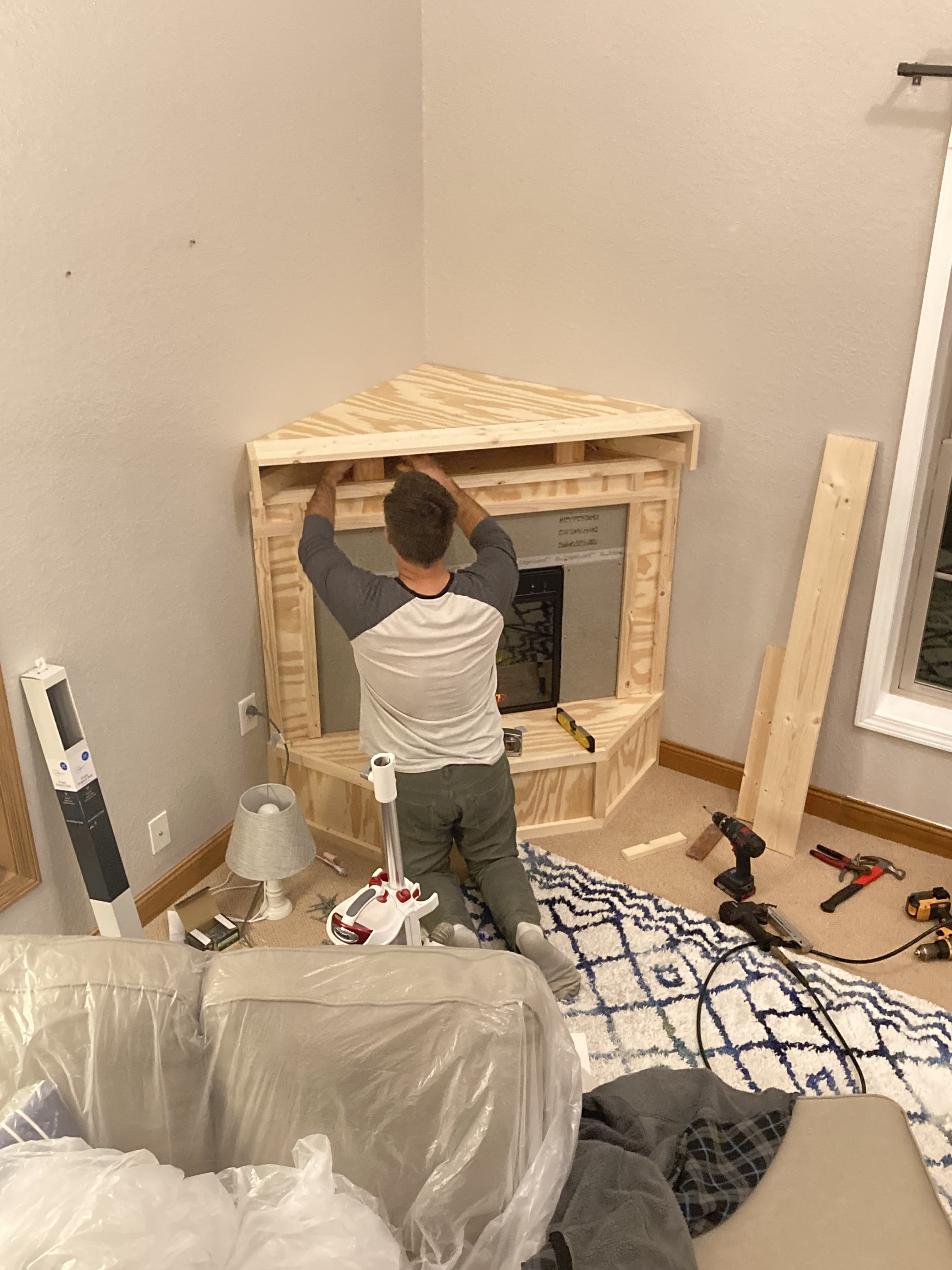 How to Build a Corner Fireplace for Under $300 - Dengarden, image size:3024x4032